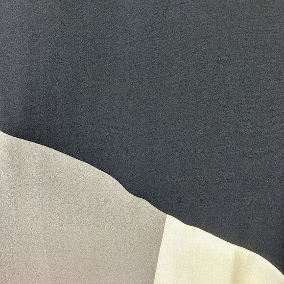 Eileen Fisher Color Block Short Sleeve Silk Top Bateau Neck Blouse Black Cream S - Picture 11 of 12